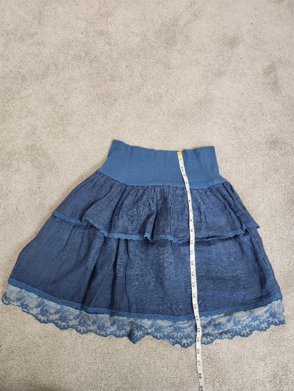 100% Linen Skirt Top Set Tiered Crochet Ruffle Southwest Western Stampede Size M - Picture 9 of 14